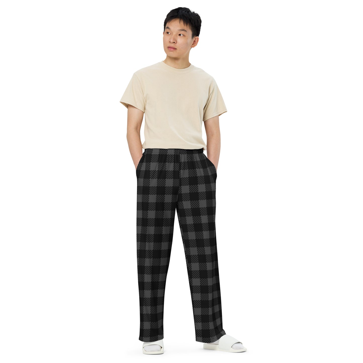 Premium Black Checkered Wide-leg pants